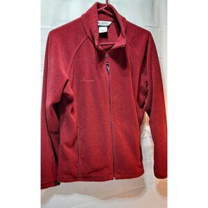 Columbia Womens Red Full-Zip Fleece Jacket Size L Warm Cozy Outerwear